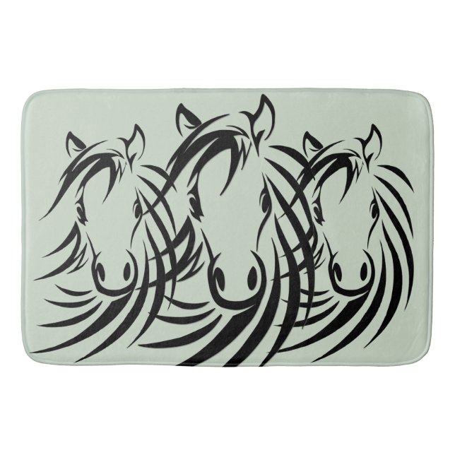 Alfombrilla De Baño Caballo negro de cabeza verde (Anverso)