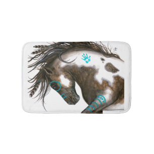 Alfombrilla De Baño Caballo Turquesa Majestuoso de Pinto de Bihrle