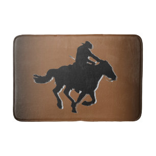 Alfombrilla De Baño Caballo y vaquero galopante de estilo occidental