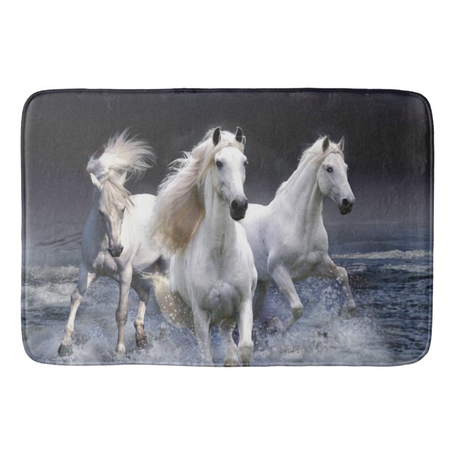 Alfombrilla De Baño Caballos corriendo lanzando almohada (Anverso)