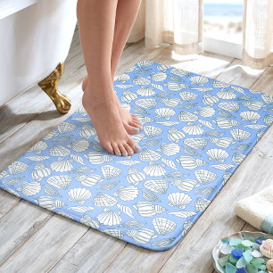 Alfombrilla De Baño Cabaña de Playa de Conchas Azules Costeras