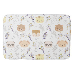 Alfombrilla De Baño Cabeza Animal Adorable Y Patrón Floral