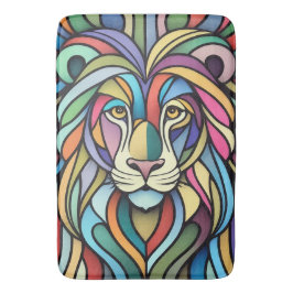 Alfombrilla De Baño Cabeza de león colorida detallada