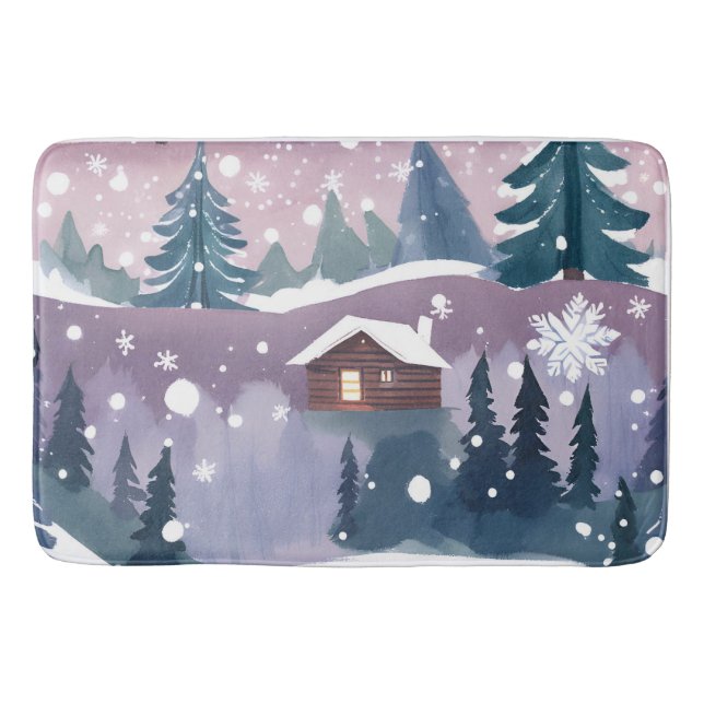 Alfombrilla De Baño Cabina de Nieve de Agua de Invierno (Anverso)
