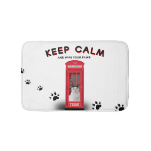 Alfombrilla De Baño Cabina telefónica roja personalizable 'Mantén la c