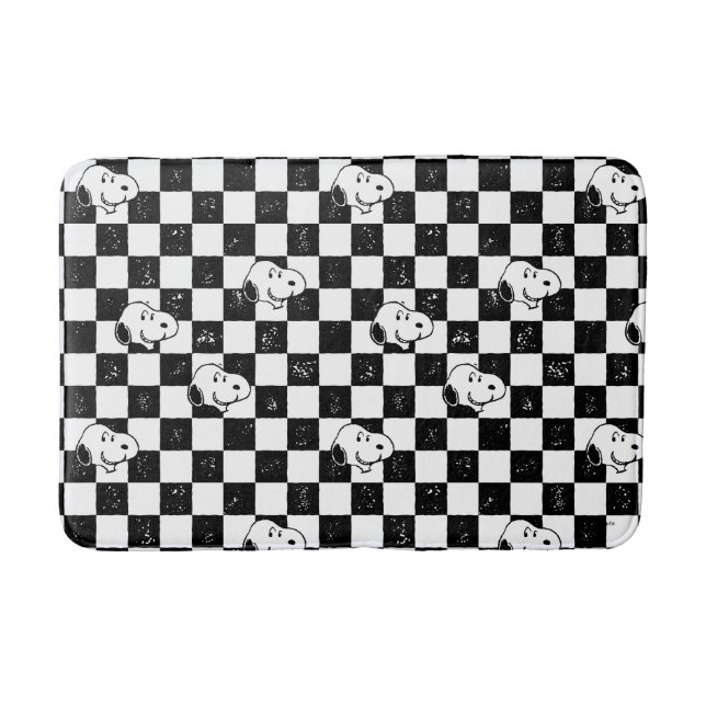 Alfombrilla De Baño Cacahuetes | Bandera de Snoopy Checkered (Anverso)