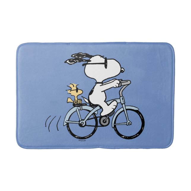 Alfombrilla De Baño Cacahuetes | Bicicleta Snoopy & Woodstock (Anverso)