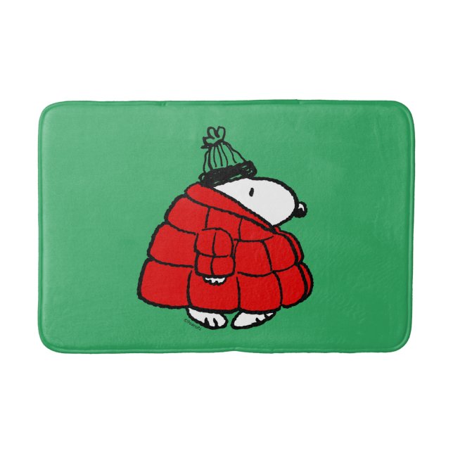 Alfombrilla De Baño Cacahuetes | Chaqueta Snoopy Red Puffer (Anverso)