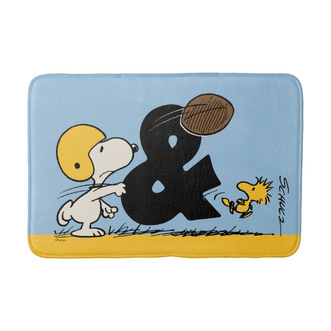 Alfombrilla De Baño Cacahuetes | Fútbol Snoopy & Woodstock (Anverso)