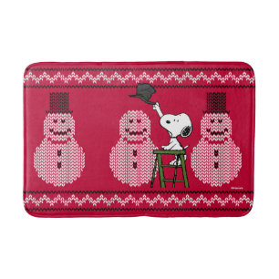 Alfombrilla De Baño Cacahuetes   Navidades Snoopy Sweater Snowman