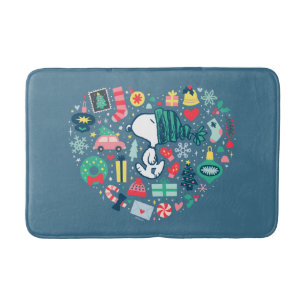 Alfombrilla De Baño Cacahuetes   Snoopy Holiday Happiness Heart