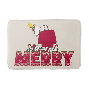 Alfombrilla De Baño Cacahuetes   Snoopy & Woodstock Merry Ugly Sweater
