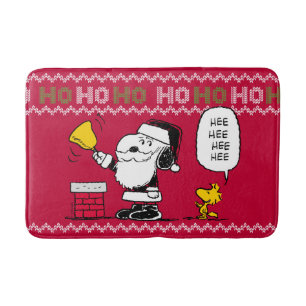 Alfombrilla De Baño Cacahuetes   Snoopy & Woodstock Santa Bell Ringer