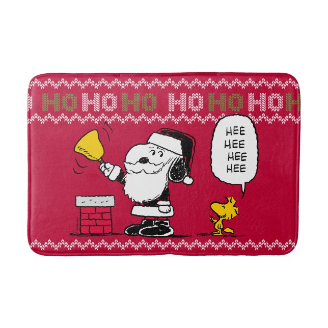 Alfombrilla De Baño Cacahuetes | Snoopy & Woodstock Santa Bell Ringer (Anverso)