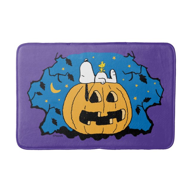 Alfombrilla De Baño Cacahuetes | Snoopy y Woodstock Jack-O-Lantern (Anverso)