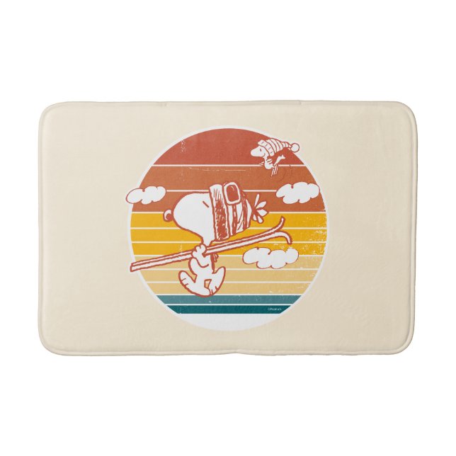 Alfombrilla De Baño Cacahuetes | Viaje para esquiar Snoopy & Woodstock (Anverso)