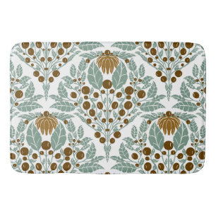 Alfombrilla De Baño Cacao Art Nouveau Y Vieira Floral Mintage