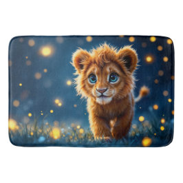 Alfombrilla De Baño Cachorro de león dorado caprichoso en escena soñad