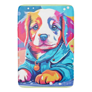 Alfombrilla De Baño Cachorro en diseño de Abrigo Azul