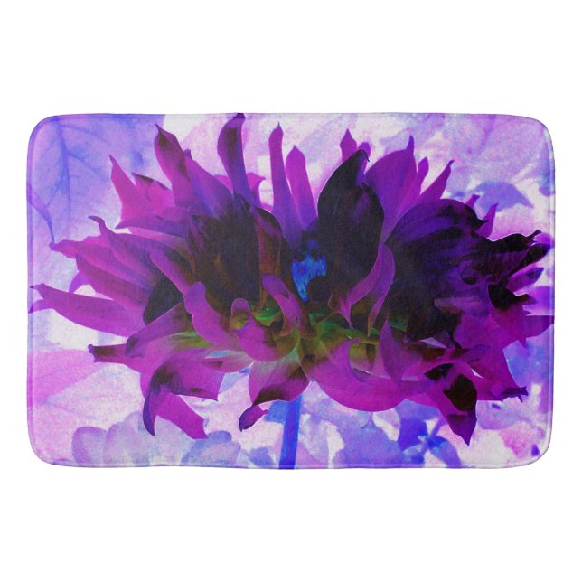 Alfombrilla De Baño Cactus Dahlia morado y negro asombroso (Anverso)