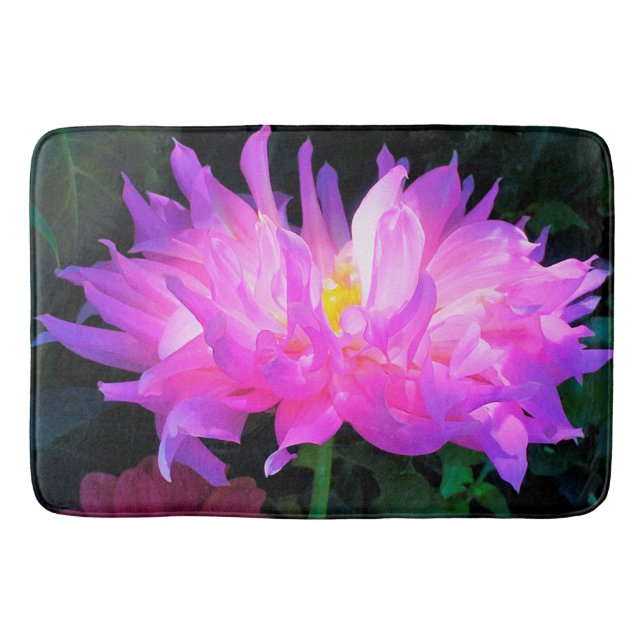 Alfombrilla De Baño Cactus Dahlia rosa y morado asombroso (Anverso)