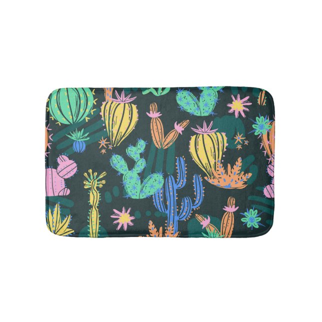 Alfombrilla De Baño Cactus dibujado a mano: sin costuras escandinavas. (Anverso)