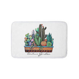 Alfombrilla De Baño Cactus Garden Cute Watercolor En Pot