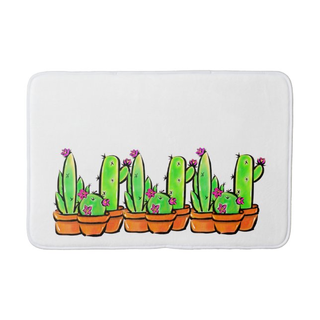 Alfombrilla De Baño Cactus lindos cactus suculentas  (Anverso)