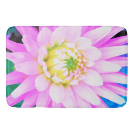 Alfombrilla De Baño Cactus rosados, blancos y amarillos Dahlia Macro