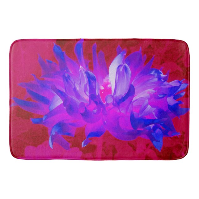 Alfombrilla De Baño Cactus Violeta Azul y Rosa Caliente Dahlia (Anverso)