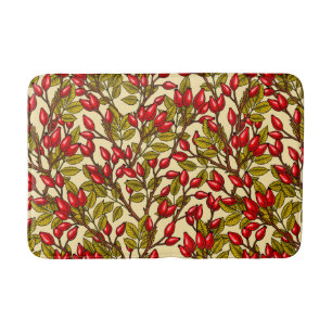 Alfombrilla De Baño caderas de Rosa, rojas, verdes, amarillas