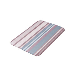 Alfombrilla De Baño Cadete Gris y Rayas de Rosa Desaturada
