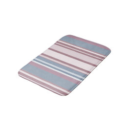 Alfombrilla De Baño Cadete Gris y Rayas de Rosa Desaturada