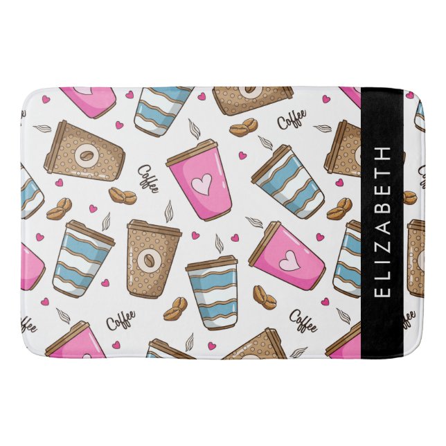 Alfombrilla De Baño Café, Frijoles para café, corazón, tu nombre (Anverso)