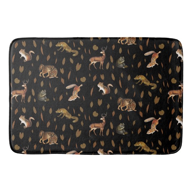 Alfombrilla De Baño Caída Animales Forestales Otoño Sale Decoración Ca (Anverso)