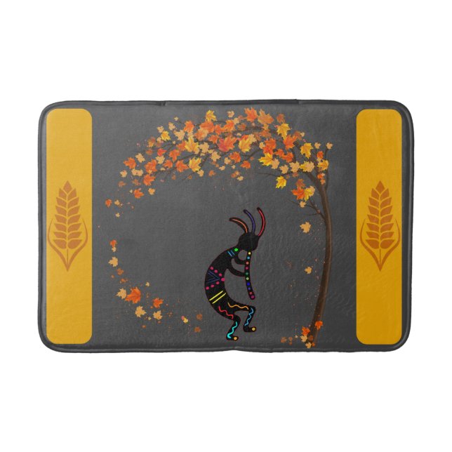 Alfombrilla De Baño Caída de árbol bailarín deja flauta Kokopelli (Anverso)