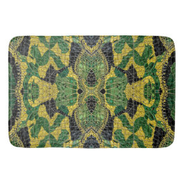 Alfombrilla De Baño Caimán Cocodrilo Dragón Cuero Amarillo Verde