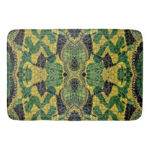 Alfombrilla De Baño Caimán Cocodrilo Dragón Cuero Amarillo Verde