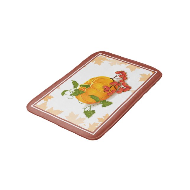 Alfombrilla De Baño Calabaza, bayas de terracota otoño Acción de Graci (Angular)