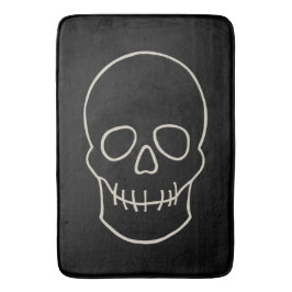 Alfombrilla De Baño Calavera - Blanco negro y blanco hueso