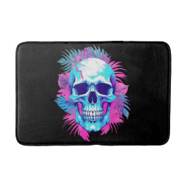Alfombrilla De Baño Calavera Floral al Estilo Vaporwave