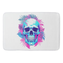 Alfombrilla De Baño Calavera Floral al Estilo Vaporwave