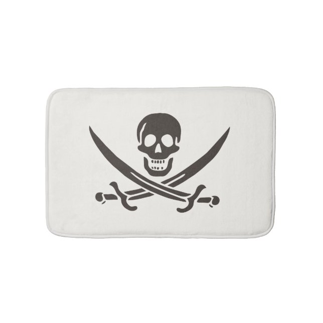 Alfombrilla De Baño Calavera obsidiana espada Bandera pirata de Calico (Anverso)