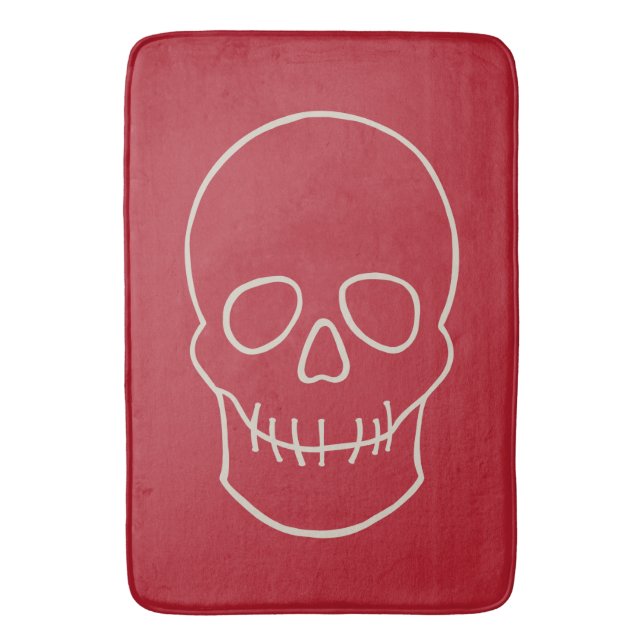 Alfombrilla De Baño Calavera - Rojo en sangre y blanco óseo (Frente vertical)