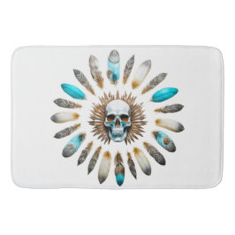 Alfombrilla De Baño Calavera y plumas 01