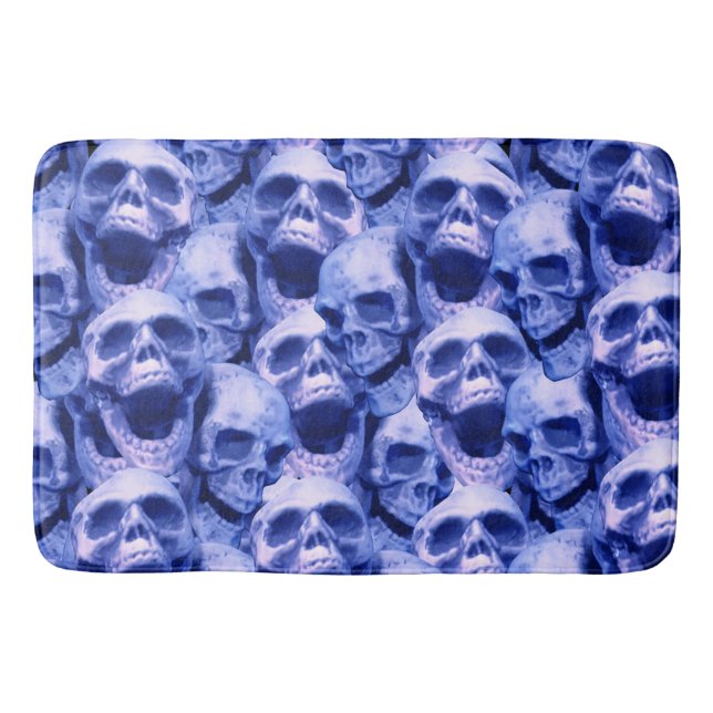 Alfombrilla De Baño Calaveras azules oscuras (Anverso)