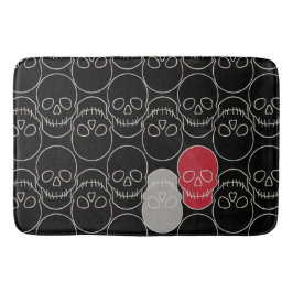 Alfombrilla De Baño Calaveras - Blanco negro y negro