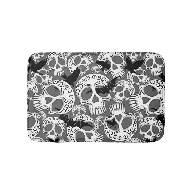 Alfombrilla De Baño Calaveras decorativas de Halloween (Anverso)