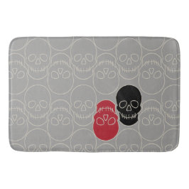 Alfombrilla De Baño Calaveras - Gris fantasma y blanco óseo