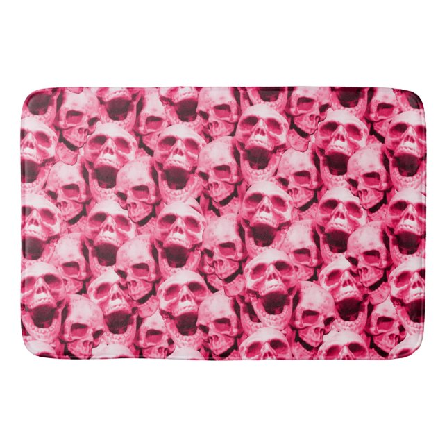 Alfombrilla De Baño Calaveras rosadas calientes (Anverso)
